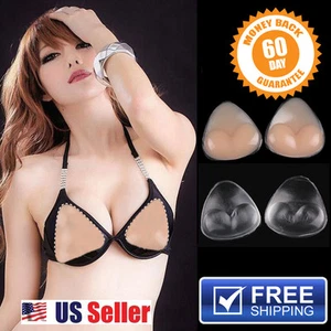 1 Pair Bikini Bra Insert Silicone Triangle Pads Breast Enhancer Swimsuit Push-up - Picture 1 of 8