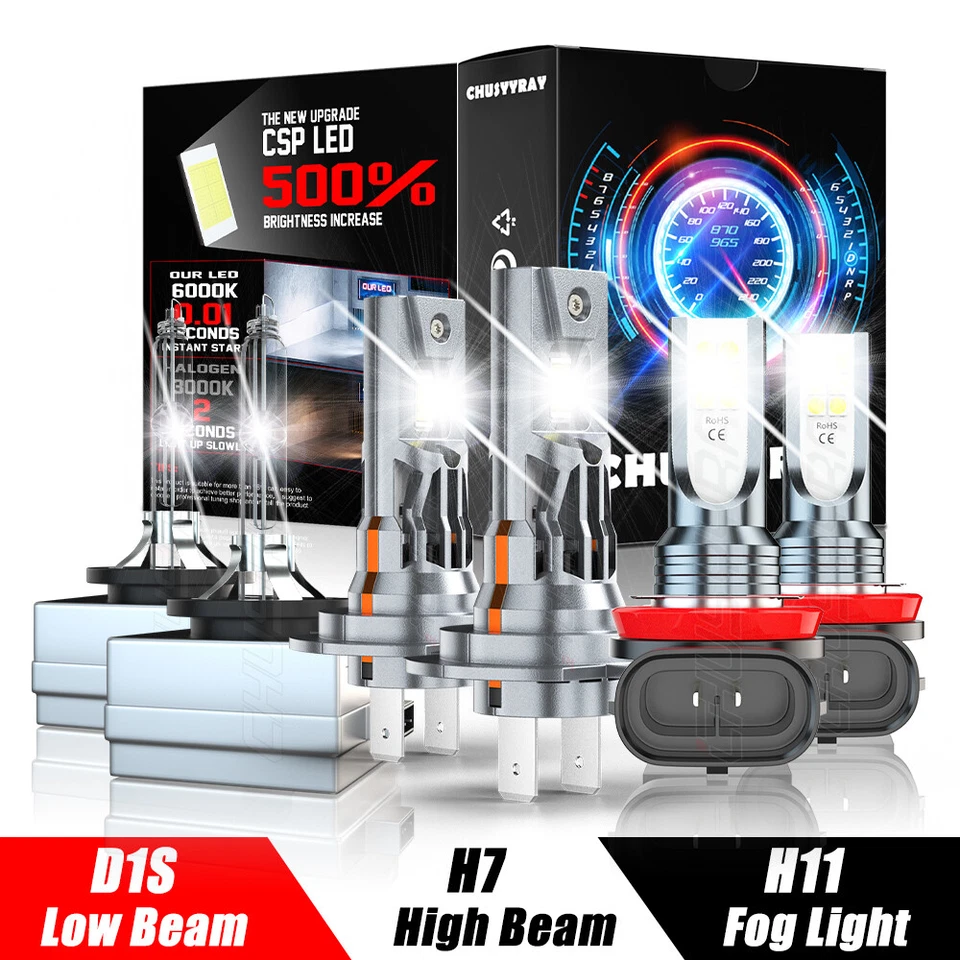 6x LED HID Headlight Bulbs Fog Light 6000K For BMW 550i GT xDrive 2010-2011 - Image 1 of 4