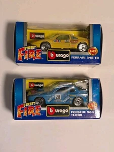 Vintage BURAGO Porsche 924 TB & Ferrari 348 TB 1/43 Scale Toy Car Italy - Picture 1 of 5