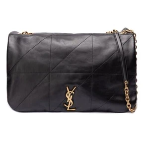 $4400 SAINT LAURENT YSL JAMIE 4.3 MAXI LARGE BLACK LAMBSKIN LEATHER BAG! - Picture 1 of 19