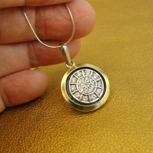Zircon Pendant 9k Yellow Gold 925 Silver Classy Handmade Hadar Designers (MS) Y - Picture 1 of 6