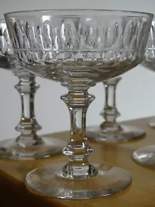 VAL ST LAMBERT 6 ANTIQUE CHAMPAGNE GLASSES CRYSTAL CUT GRACEFUL MODEL - Picture 1 of 15