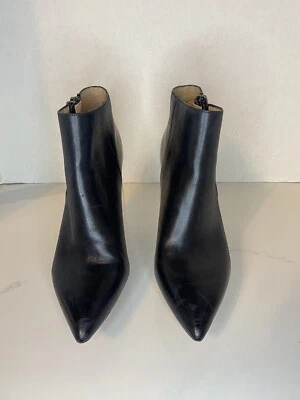 Botines Carolinna Espinosa Negro Cedestini Cuero Tacón Cebra Cremallera Talla 10M Foto 1 de 4