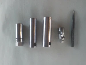 PROTO PLOMB 5 PC 12 & 6 Point Sockets. 13/16” (2) 5/8” 1 3/8" swivel, punch - Picture 1 of 9
