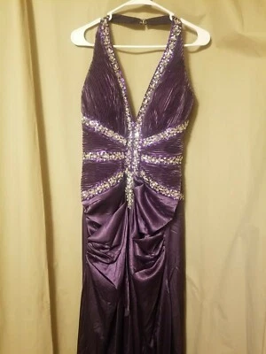 Party Time Formals - Púrpura y Plata Hi-Lo Talla 10 Estilo CE6850 G001 Foto 1 de 4