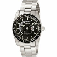 Invicta Men's Watch Specialty Japanese Quartz Black Dial Silver Bracelet 5781