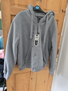 Sudadera con capucha forrada Borg Sherpa gris talla XL para hombre nueva con etiquetas - Imagen 1 de 3
