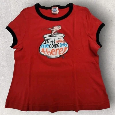 Vintage Dr Seuss The Cat In The Hat Girls XL Tshirt Dont Make Me Come Over There - Image 1 of 4
