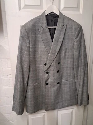 Blazer REISS 44 GRIS CUADROS Doble Pecho Savile Row Lana Londres Inteligente Informal  Foto 1 de 4