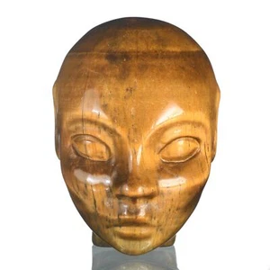 2" Natural Yellow Tiger Eye Carved Fairy ELF Head Mystic Creature  - Picture 1 of 8