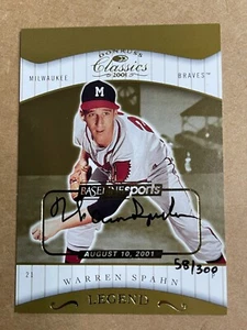 WARREN SPAHN 2001 DONRUSS CLASSICS AUTOGRAPH CARD AUTO 174 BRAVES /300 - Picture 1 of 2