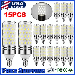 15*E12 White LED Corn Bulbs Candelabra Ceiling Fan Light Bulb Daylight 16W 6500K - Picture 1 of 17