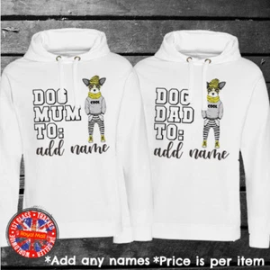 Dog Mum, Dog Dad Hoodie, Animals, Couples, Set, Gift, Personalised, Matching - Picture 1 of 1