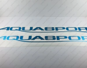 AQUASPORT BOAT LOGO DECALS AQUA/SILVER 52" x 4.6" 2pcs. - Picture 1 of 6