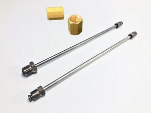 Universal SS Brake Line Adapters 3/8-24 to 9/16-18 & 1/2-20 Inv w/ brass unions - Picture 1 of 6