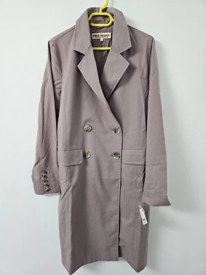 Free People Double Breasted Duster Coat Trench XS S Mauve Longline Oversized - Image 1 of 4