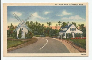 Pintoresca escena en Cape Cod postal de Massachusetts MA Oyster Harbors Club de colección - Imagen 1 de 2