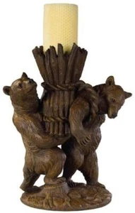 Candle Holder Candlestick Helping Bears Rustic Hand Painted OK Casting, USA Made - Picture 1 of 1