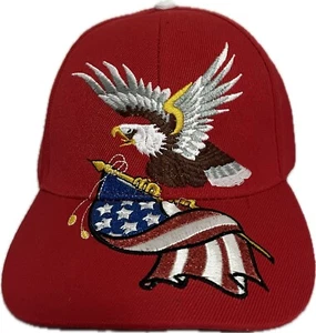 Gorra de béisbol bordada Patriotic Eagle bandera de Estados Unidos roja ajustable - Imagen 1 de 4