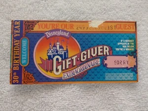 Disneyland Gift - Giver Extraordinaire 30th Birthday Year Ticket / Used - Picture 1 of 2