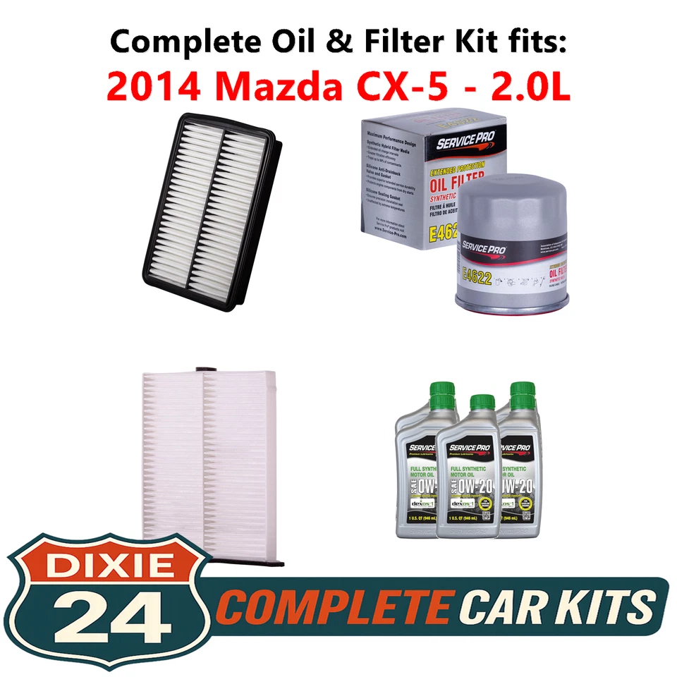 2014 Mazda CX-5 2.0L Complete Oil, Air & Cabin Filter Kit (0W-20) Foto 1 de 4