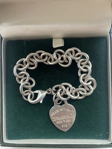 Tiffany & Co. Silver Heart Tag Bracelet 925 Sterling Silver - Picture 1 of 4