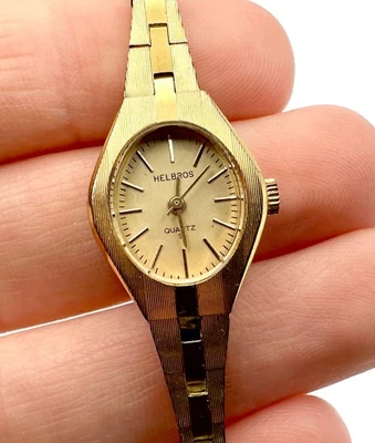 Vintage Helbros Ladies Wristwatch Gold Tone Dress Watch Stainless Steel - Image 1 of 4