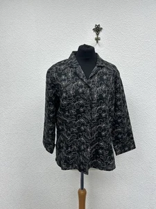 Chaqueta Blazer Anne Carson Talla XL Negra Floral Lino Chaqueta Muy Bordada - Imagen 1 de 8