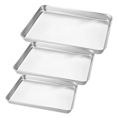  3 Pcs Vassoio Acciaio Inox Padella Inossidabile Servire Pentola Vapore - Immagine 1 di 4