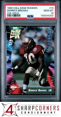 Collector's Edge Rookies 1995 oro 22k #14 Derrick Brooks RC Hof Pop 2 PSA 10 Foto 1 de 3