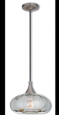 Livex Lighting 40603-91 Vidrio Artístico Ahumado Colgante Luz Níquel Cepillado Foto 1 de 4
