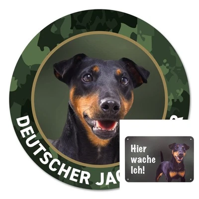 Deutscher Jagdterrier Autoaufkleber Sticker Zaunschild Hundschild Hier wache ich - Bild 1 von 4