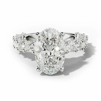 Wedding Gold Diamond Ring 14k White 4.50 Ct Oval Cut IGI Lab Grown size 4 - Image 1 of 4