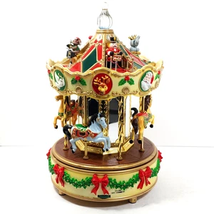 Video giostra animato luci e suoni rotondi Natale San Nicola Merry Go 12"H - Foto 1 di 20