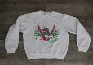 VINTAGE Kids Youth Size Medium Raglan Crew Neck Sweatshirt Wolf Creek CO Ski - Picture 1 of 7
