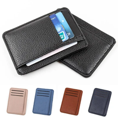 Cartera delgada de cuero con bloqueo RFID para hombre clip para dinero ranuras para tarjetas de crédito porta monedas Foto 1 de 4
