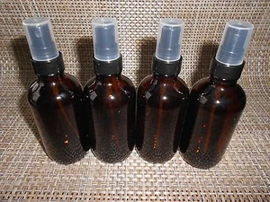 4 oz. Amber Boston Round with Black Smooth Fine-Mist Sprayer (20/400) 4pcs NEW - Picture 1 of 1