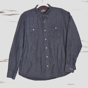 King Ranch Shirt Long Sleeve Western Mens Large Bluish-Gray Cotton Chambray - Picture 1 of 12