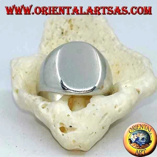 Anello Argento 925‰ chevalier ovale piatto 10*13 incisione gratis su richiesta - Immagine 1 di 1