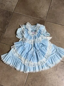 Vintage Full Circle Ruffle Party Dress Size 7 Pinafore USA Blue Organza Frilly - Picture 1 of 7