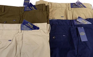 Polo Ralph Lauren Flat Front Twill Chino Khaki Pants Stretch Classic Fit NWT 125 - Picture 1 of 24