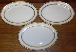 3 Minton R Briggs Boston Bone China Gold Encrusted Band Oval Platters - 10" - Picture 1 of 8