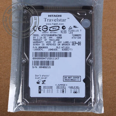 Hitachi 60 GB 2.5" 7200 RPM 8 MB IDE PATA Hard Disk Drive HDD HTS726060M9AT00 - Bild 1 von 2
