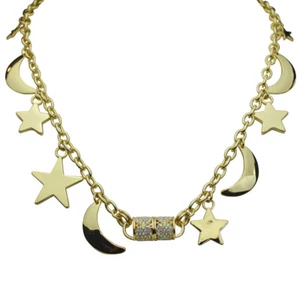 COLLAR INTERCAMBIABLE MAGNÉTICO LUNA Y ESTRELLA ENCANTADORA KIRKS FOLLY TONO DORADO - Imagen 1 de 3