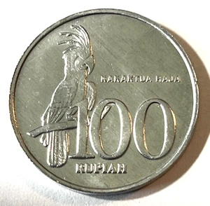 1999 Indonesia 100 rupiah Coin Black Palm Cockatoo Bird Asia Wildlife - Picture 1 of 2