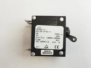AIRPAX IEG66-1-62-20.0-01-V 20A 250V 2-Pole Circuit Breaker - Picture 1 of 5