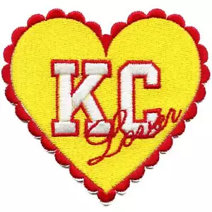 KC Lover Heart Patch Kansas City Football Embroidered Iron On - Picture 1 of 2