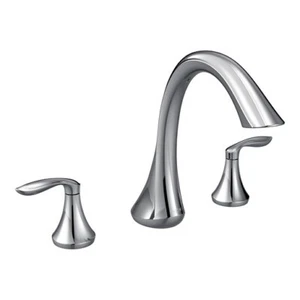 Moen T943C Eva Chrome Transitional 2-Handle Deck Mount Roman Tub Faucet - Picture 1 of 2
