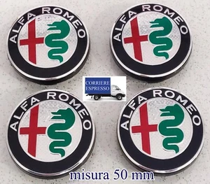 4 COPRIMOZZI ALFA ROMEO GIULIETTA MITO BRERA 147 TAPPI RUOTA MY 2015 SILVER 50MM - Foto 1 di 3