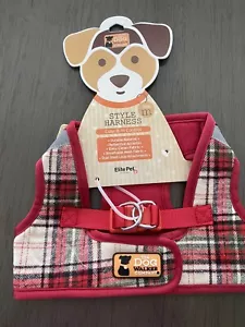 THE DOG WALKER COMPANY FRANELA ROJA CUADROS ROJO RIBETE ARNÉS CACHORRO/PERRO MEDIANO NUEVO CON ETIQUETAS - Imagen 1 de 2